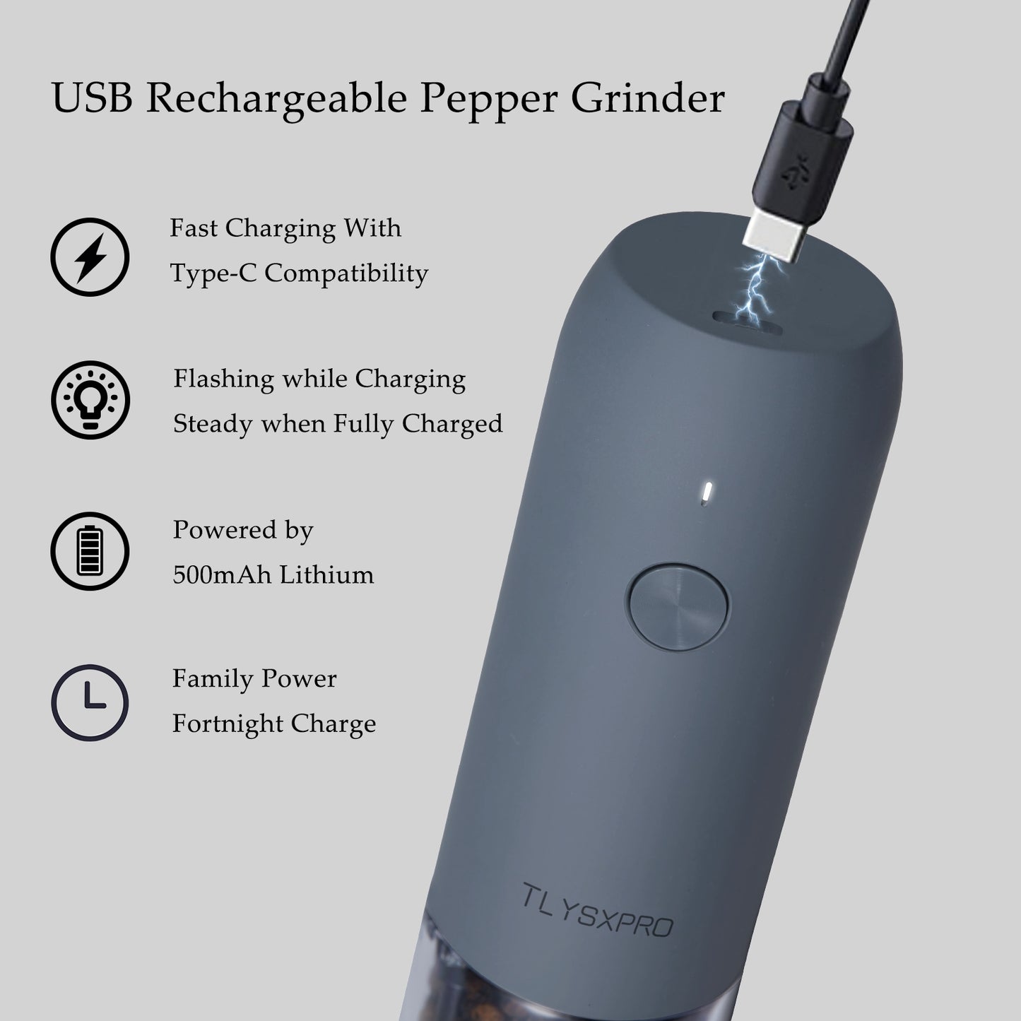 TLYSXPRO Adjustable Electric Pepper Mill