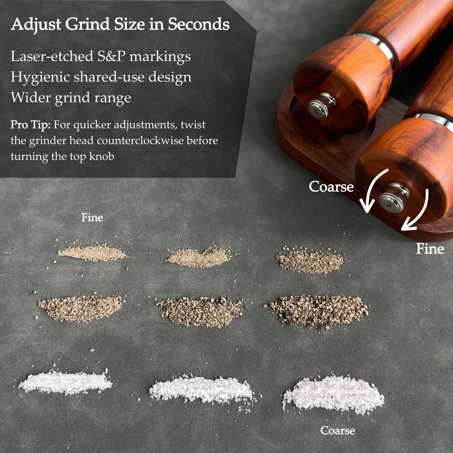 TLYSXPRO Korlo Wooden Salt and Pepper Grinder Set